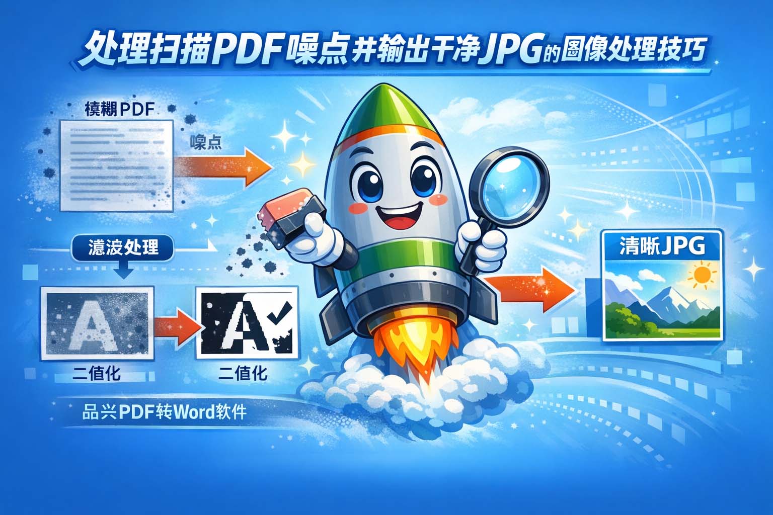 处理扫描PDF噪点并输出干净JPG的图像处理技巧