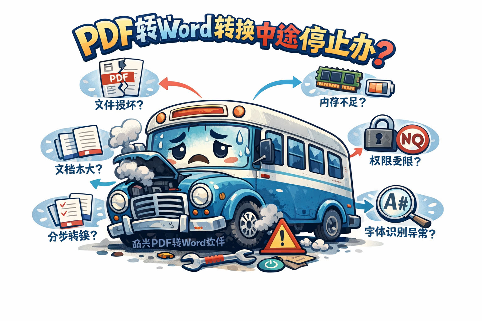 PDF转Word转换中途停止怎么办?